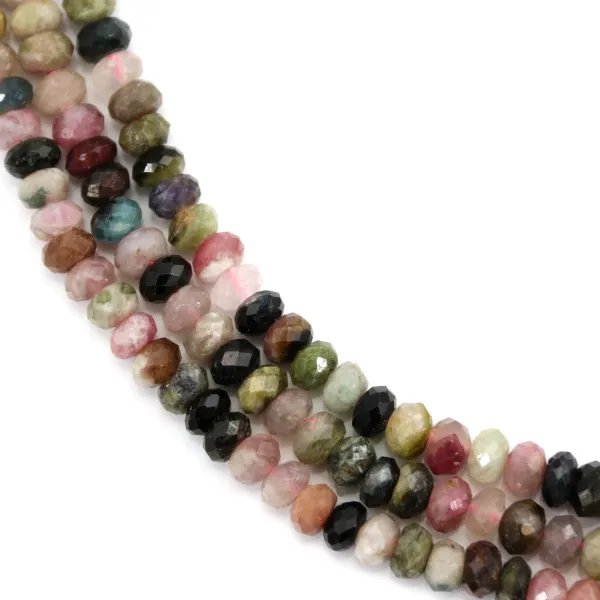 Faceted Tourmaline Rondelle 4x6mm x 38cm