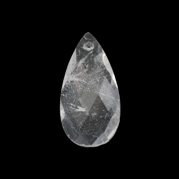 Pingente de cristal de rocha em forma de gota facetada 13x25mm x 1 peça