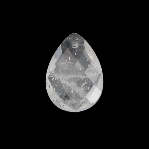 Colgante de cristal de roca en forma de gota facetada 13x18mm x 1ud.