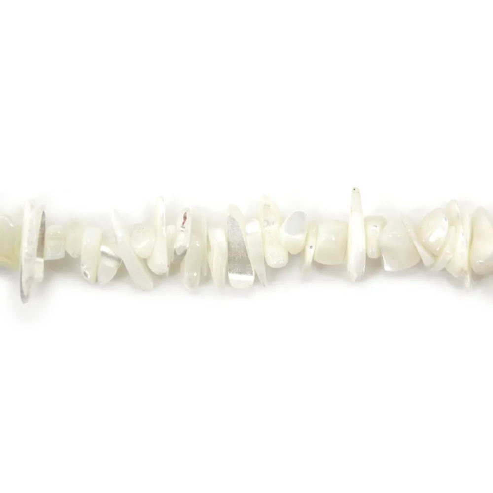 130 Perles Rocailles Chips De Nacre Blanche Irisée 5-15mm - Neuf, Pour Création Bijoux, EAN 4558550035905