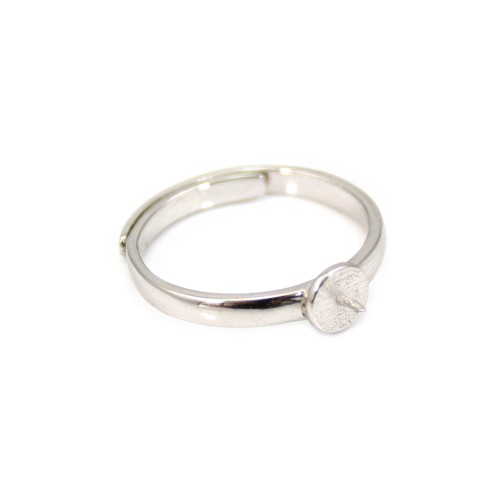 Anillo ajustable con soporte plano para semi perforado - Plata 925 rodinada x 1ud.
