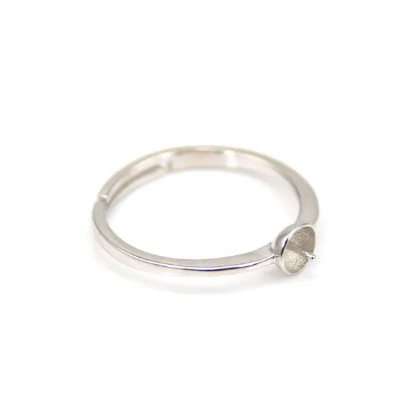 Anillo ajustable fino para semi perforado - Plata 925 rodinada x 1ud.