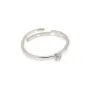 Adjustable simple ring for semi pierced - Rhodium-plated 925 silver x 1pc