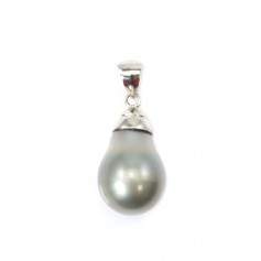 Tahitian Pearl Pendant with 925 Sterling Silver Bail 12x19mm x 1pc