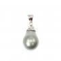Tahitian Pearl Pendant with 925 Sterling Silver Bail 12x19mm x 1pc