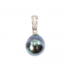 Tahitian Pearl Pendant Silver 925 10.5x13mm x 1pc