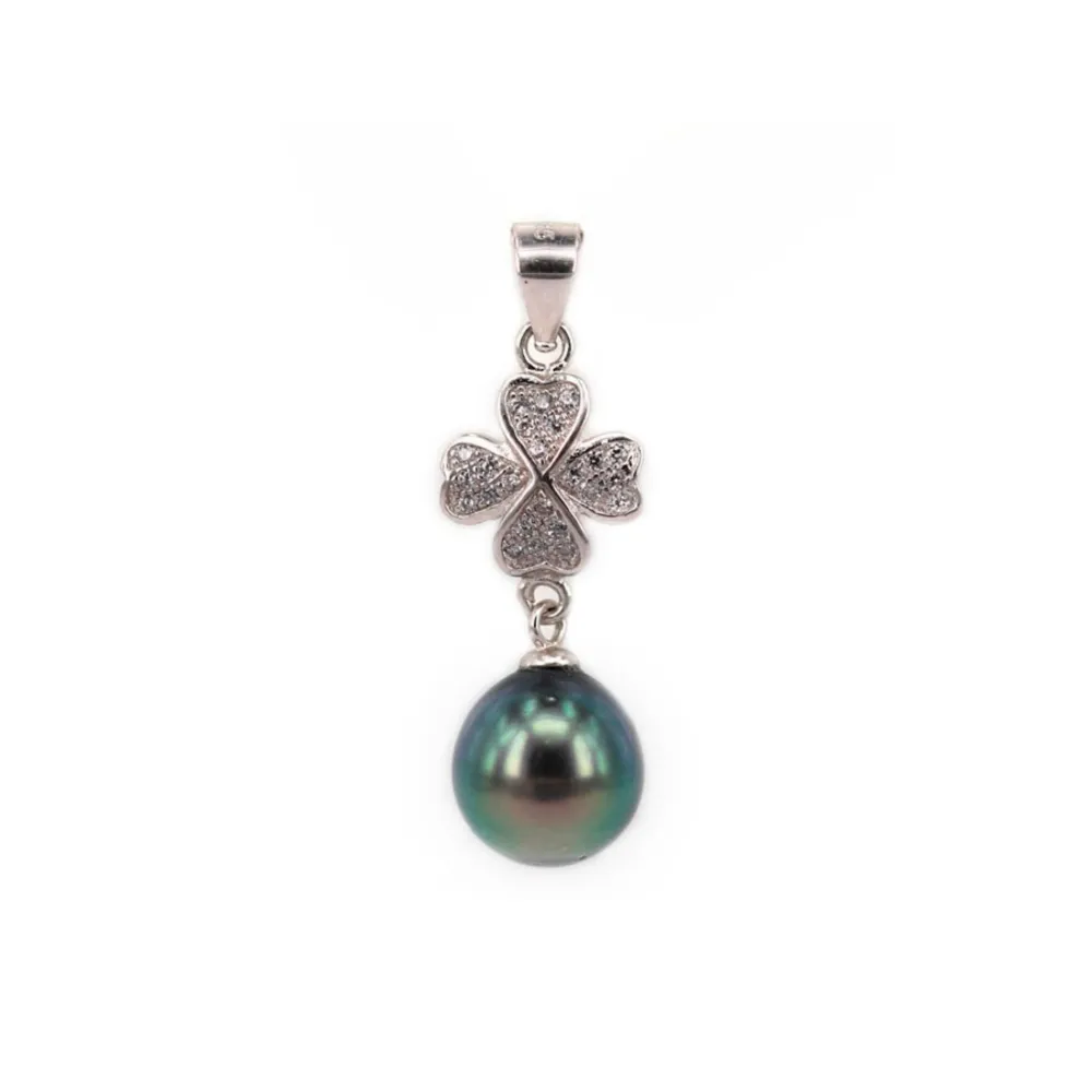 Colgante de perlas de Tahití con asa de plata 925 de 12 mm x 1 pieza.