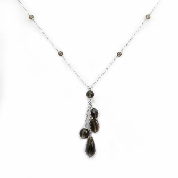 Collana in argento 925 e perle di quarzo fumé x 1pz