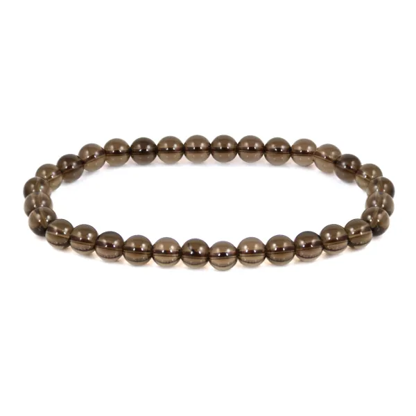 Pulsera de cuarzo ahumado redonda de 6 mm - Elástico x 1 ud.