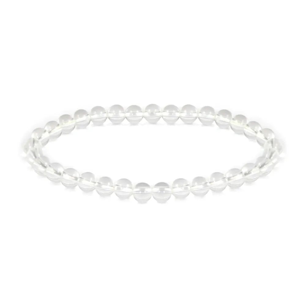 Bracciale in cristallo di rocca tondo 6mm - Elastico x 1pz