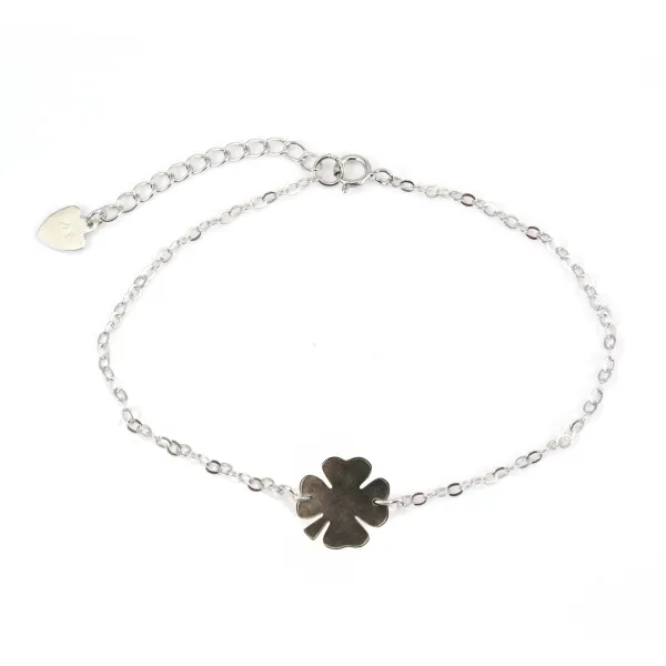 Bracelet argent 925 nacre blanc fleur de 4 herbres