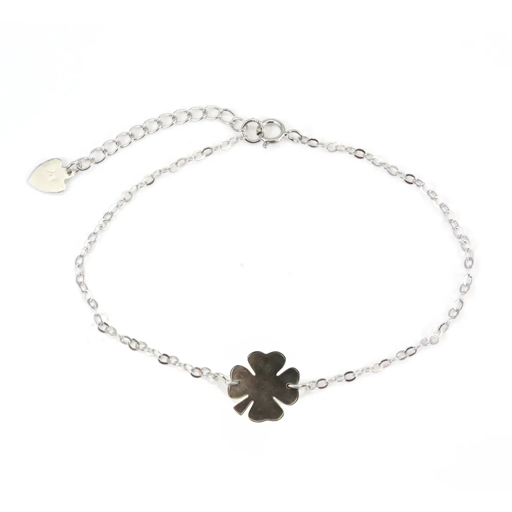 Bracelet argent 925 nacre blanc fleur de 4 herbres