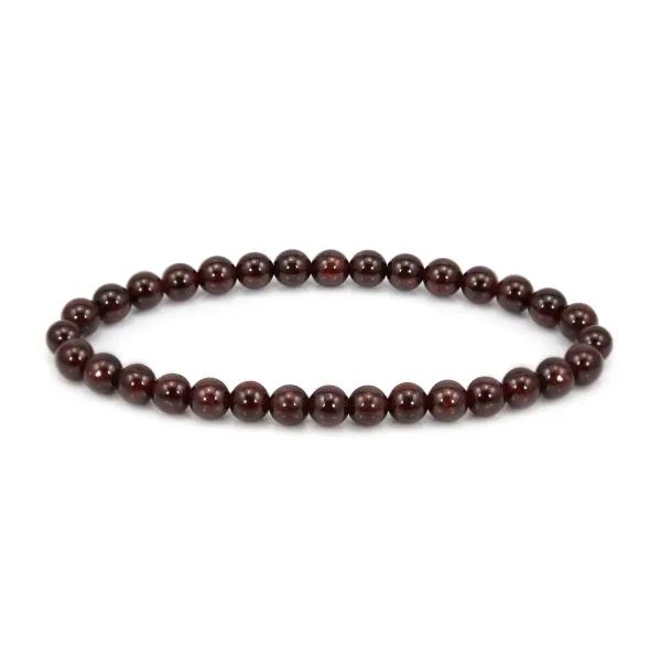 Bracciale Granato rosso tondo 6mm - Elastico x 1pz