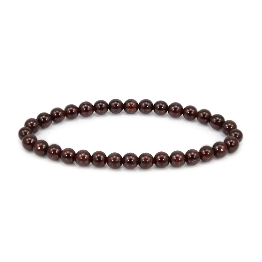 Bracciale Granato rosso tondo 6mm - Elastico x 1pz
