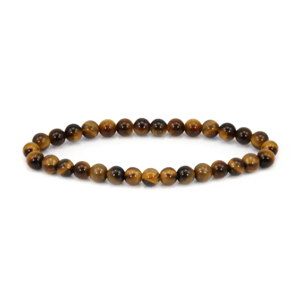 Pulseira Olho de Tigre redonda 6mm - Elástico x 1 unid.