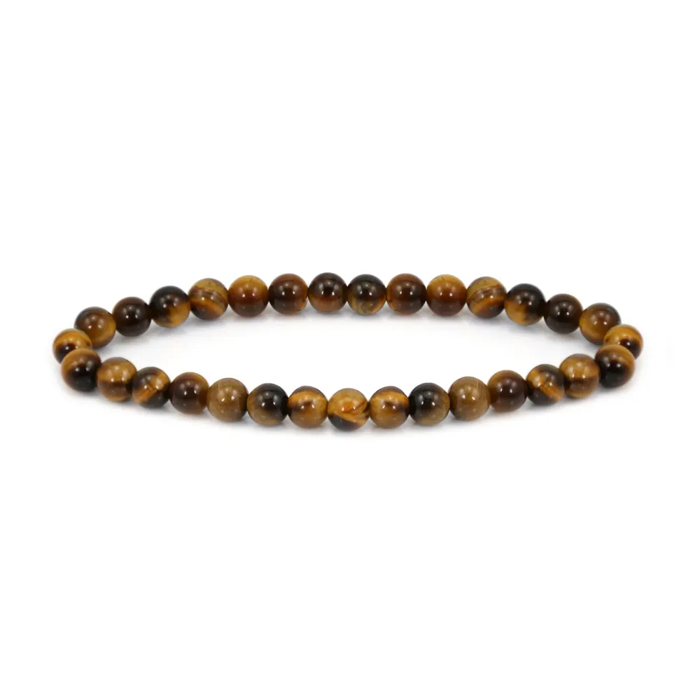 Pulseira Olho de Tigre redonda 6mm - Elástico x 1 unid.