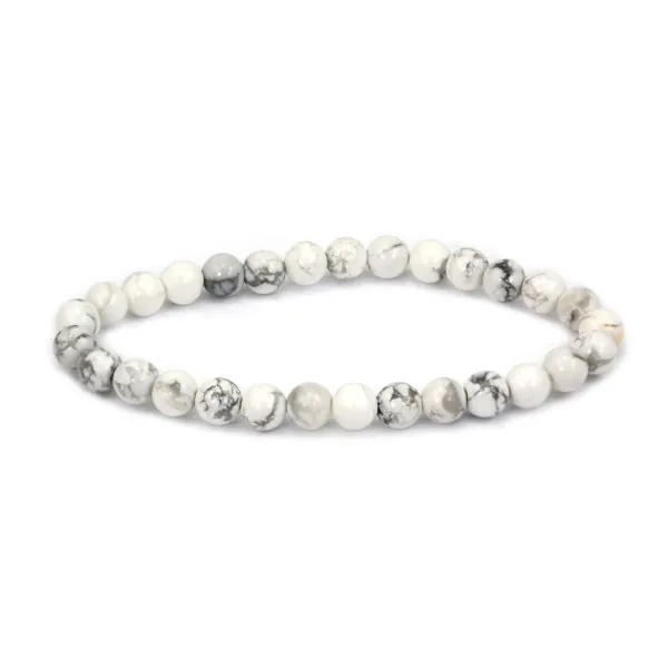 Bracelet Howlite rond 6mm - Elastique x 1pc