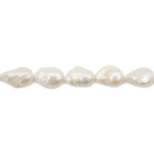 Perlas de agua dulce cultivadas, blancas, barrocas, 13-14mm x 40cm