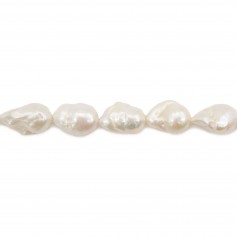 Freshwater cultured pearls, white, baroque, 13-14mm x 40cm