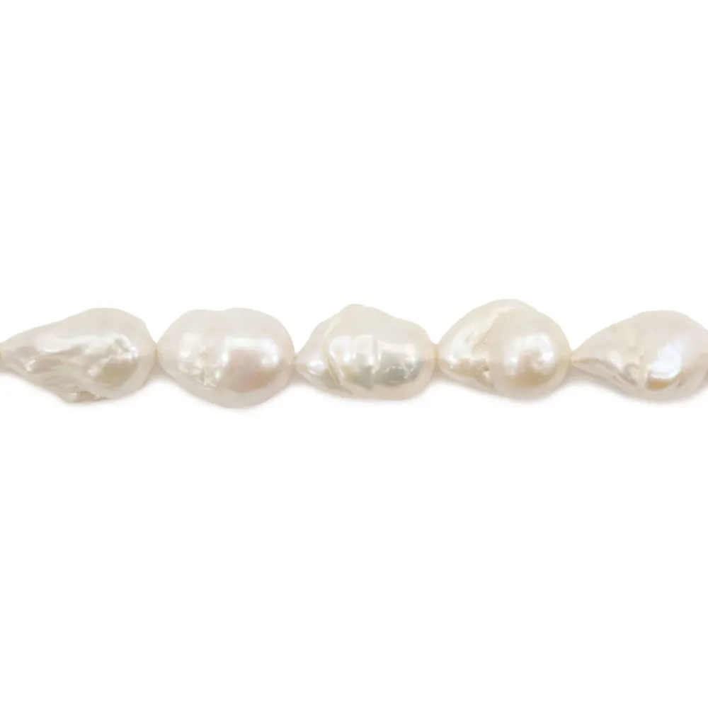 Perle di acqua dolce, bianca, barocca, 13-14mm x 40cm
