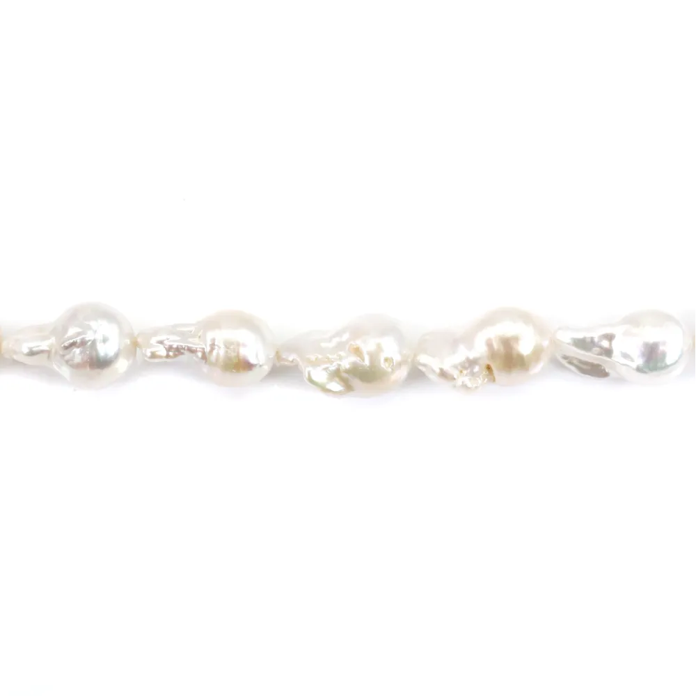 Perla di acqua dolce, bianca, barocca 11mm x 40cm