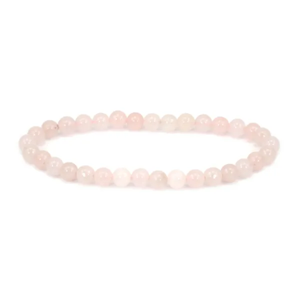 Bracciale in quarzo rosa tondo 6mm - Elastico x 1pz