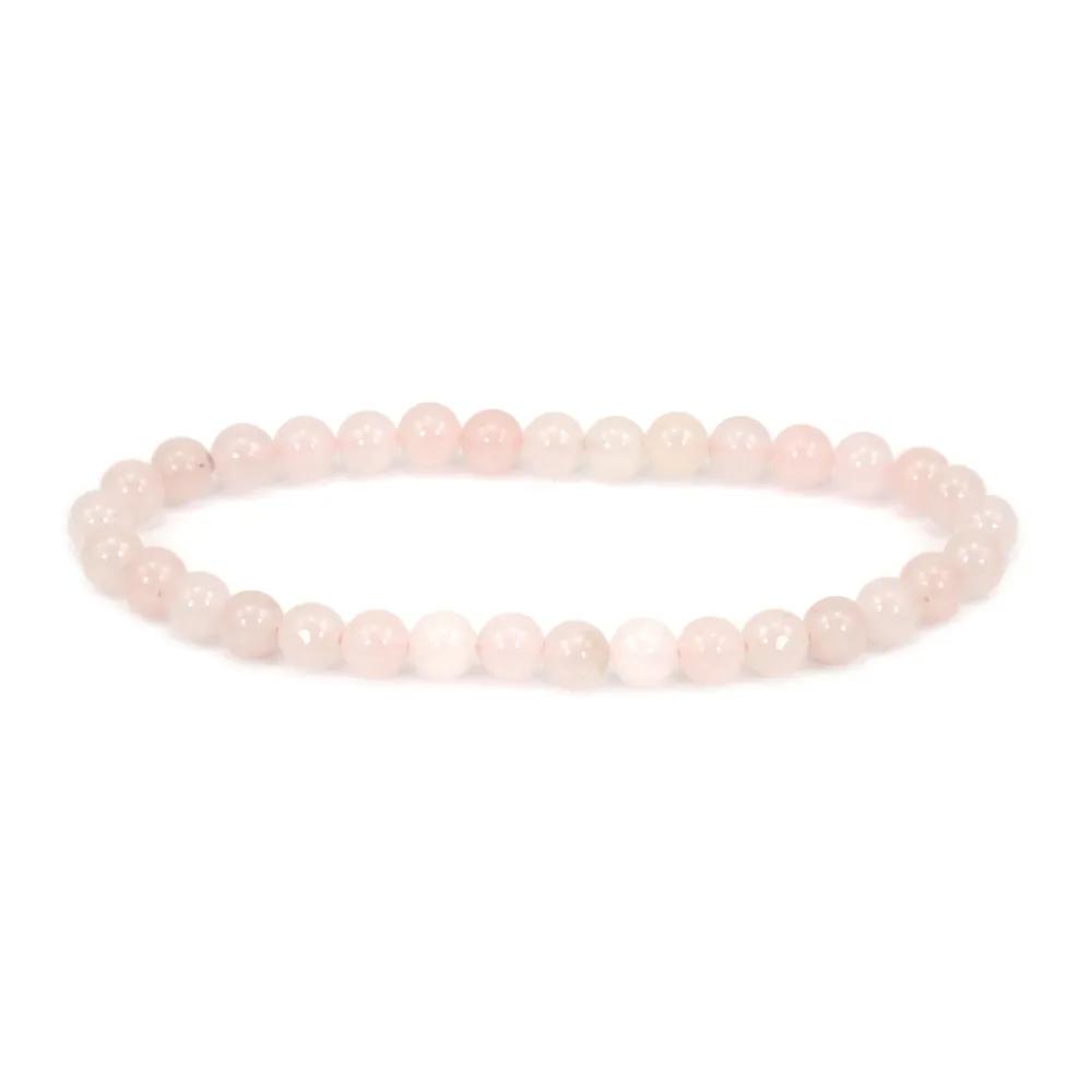 Bracelet Quartz rose rond 6mm - Elastique x 1pc