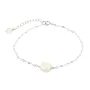 Pulseira corrente prateada 925 flor em madre pérola branca
