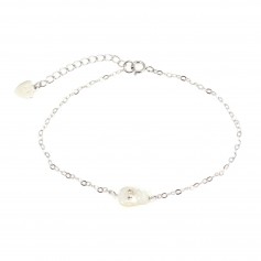 925 Silver chain bracelet with white mother-of-pearl skull