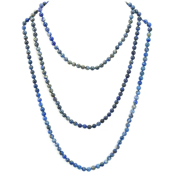 Sautoir lapis-lazuli tonda 6mm 150cm