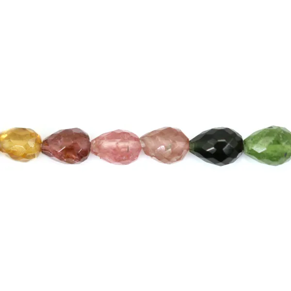 Tourmaline multicolore goutte facetté 4x6-5x7mm x 40cm