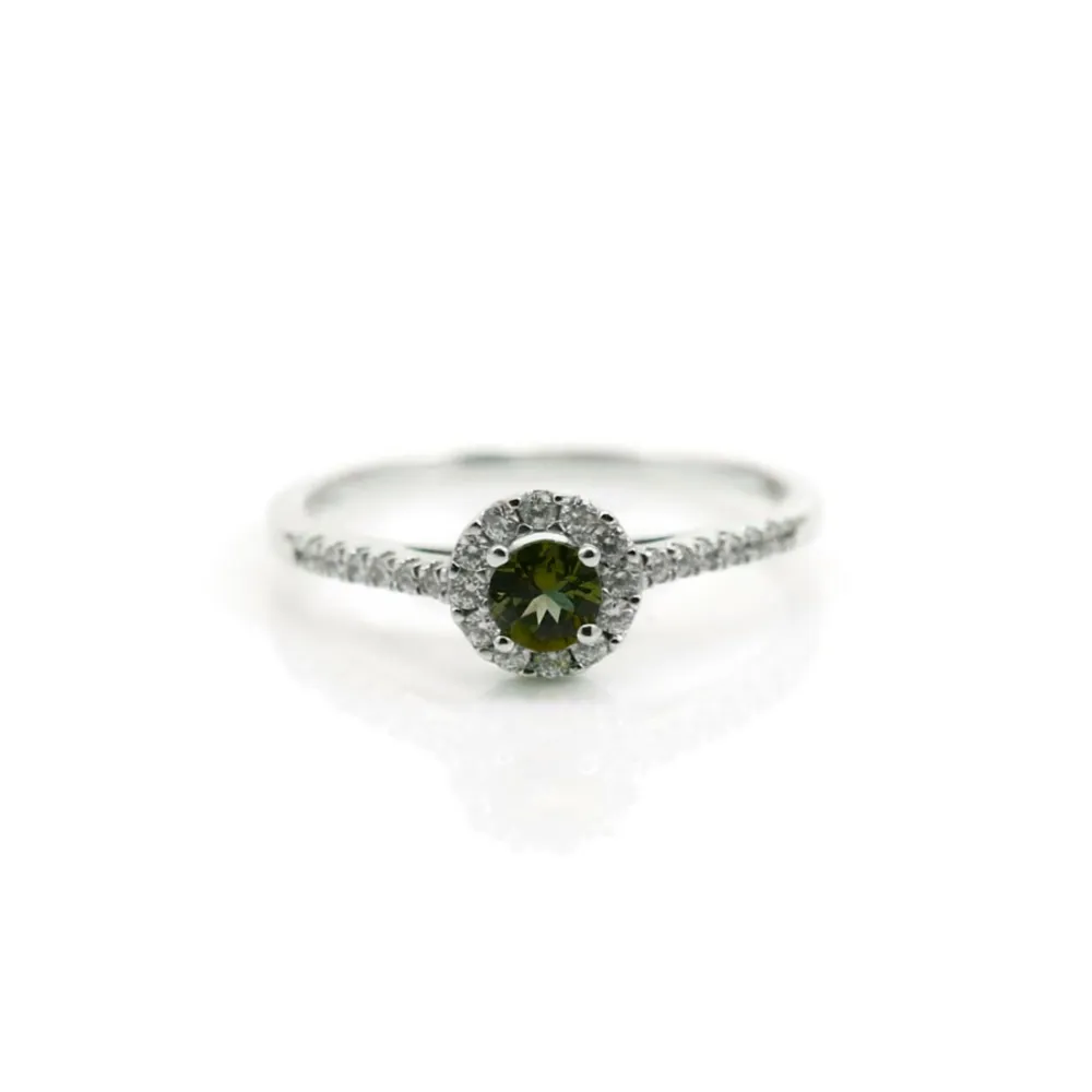 Tourmaline ring in 925 rhodium-plated silver x 1pc