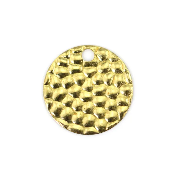 Breloque ronde à motif, en laiton brut 15mm x 1pc