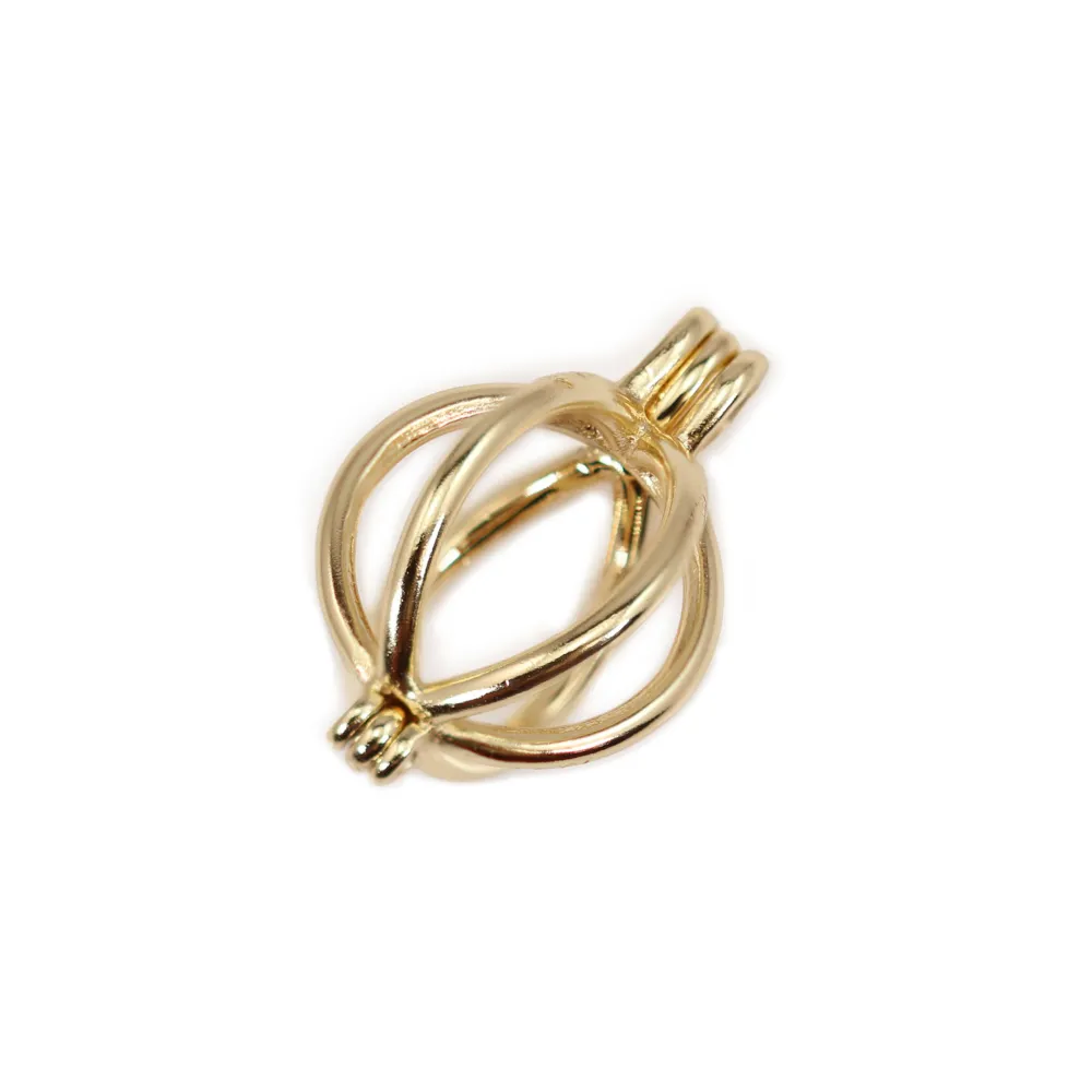 Bélière Cage pour perle (8mm) - 20mm - Doré x 1pc