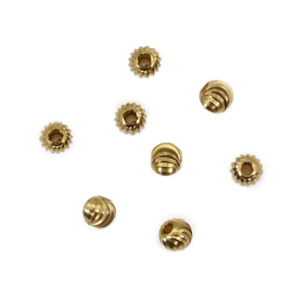 Grooved raw brass bead 6mm x 20pcs
