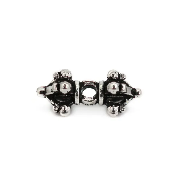 Perla intercalaire etnica 7x15mm - Argento 925 niellato x 1pz