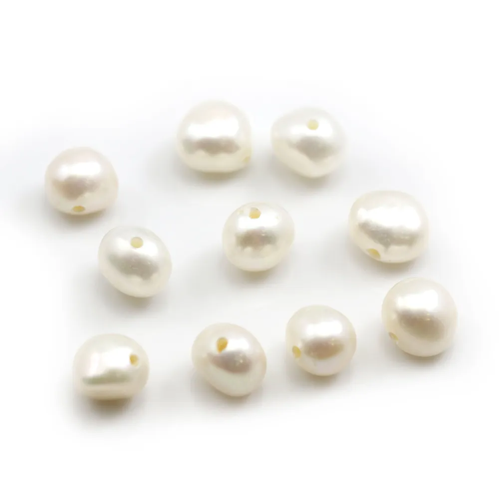 Perla de agua dulce blanca barroca 10-12mm gran perforación 2.0mm x 20pcs