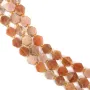 Pierre de lune orange hexagone plat 14mm x 38cm
