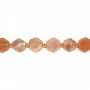 Pierre de lune arancione esagono piatto 14mm x 38cm