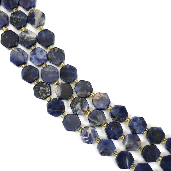 Sodalite esagono piatto 14mm x 38cm (24 pezzi)