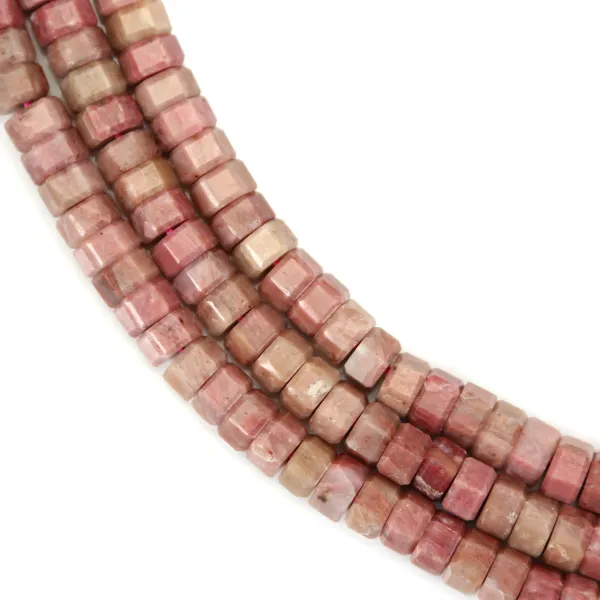 Rhodonite rondelle hexagonale facetté 3x6mm x 38cm