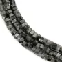 Hexagonal faceted larvikite rondelle 3x6mm x 38cm