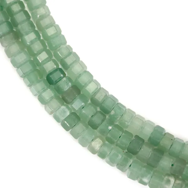 Aventurina facetada hexagonal redonda 3x6mm x 38cm