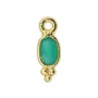 Pingente de ágata verde oval facetada, engastado em prata 925 dourada a ouro fino, 4x11mm x 1 unidade.