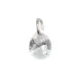 Zirconium oxide faceted drop charm 4x6mm - Rhodium-plated 925 silver x 2pcs