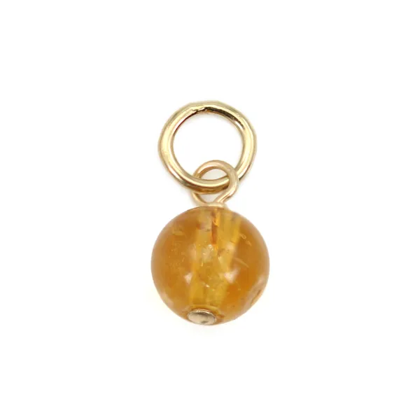 Ciondolo in citrino tondo 4mm - Gold Filled x 1pz