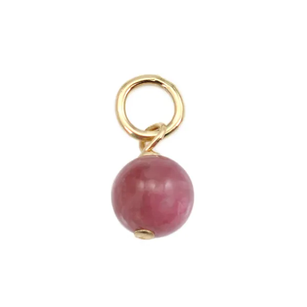Rhodonite charm round 4mm - Gold Filled x 1pc