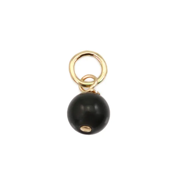 Pingente de Obsidiana redonda 4mm - Banhado a Ouro x 1 unidade