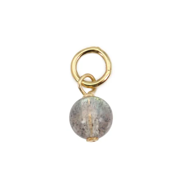 Colgante Labradorita redondo de 4mm - Gold Filled x 1 pieza