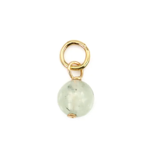 Pingente de Prehnite redondo 4mm - Banhado a Ouro x 1 unidade